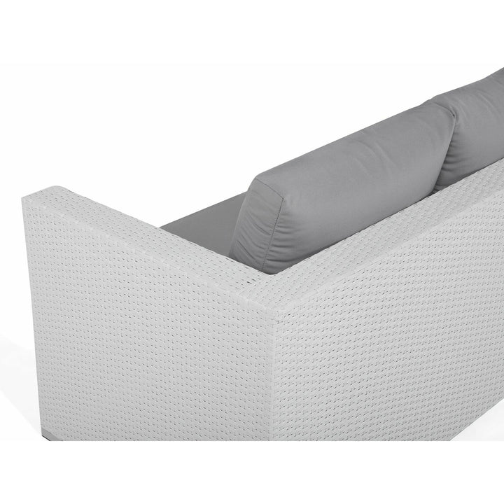 XXL Left Hand 8 Seater PE Rattan Garden Lounge Set White