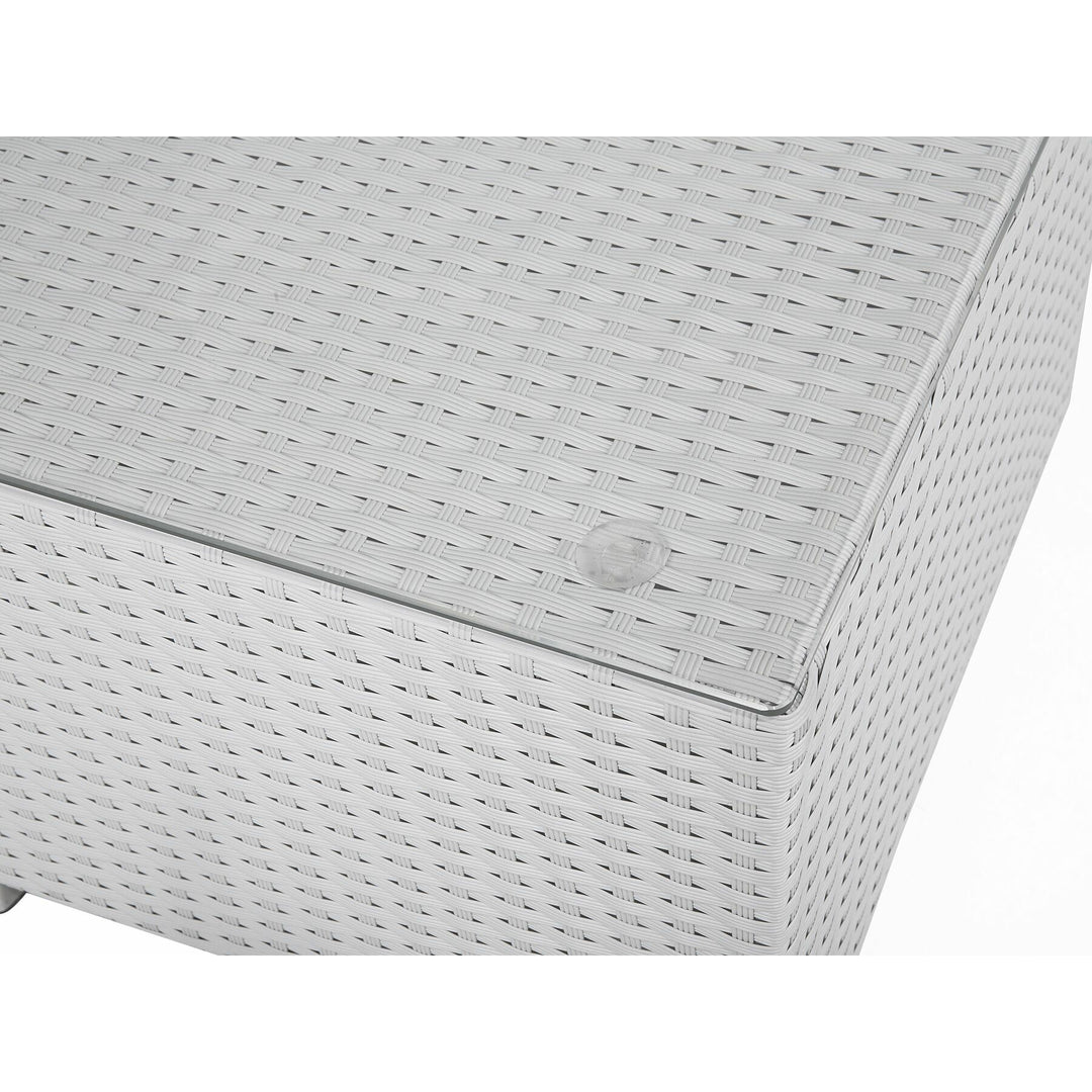 XXL Left Hand 8 Seater PE Rattan Garden Lounge Set White