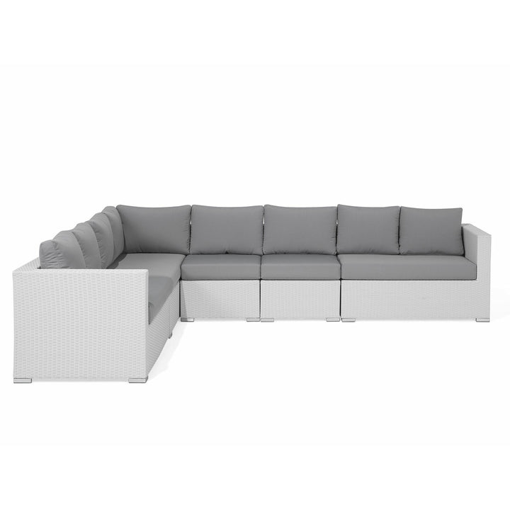 XXL Left Hand 8 Seater PE Rattan Garden Lounge Set White