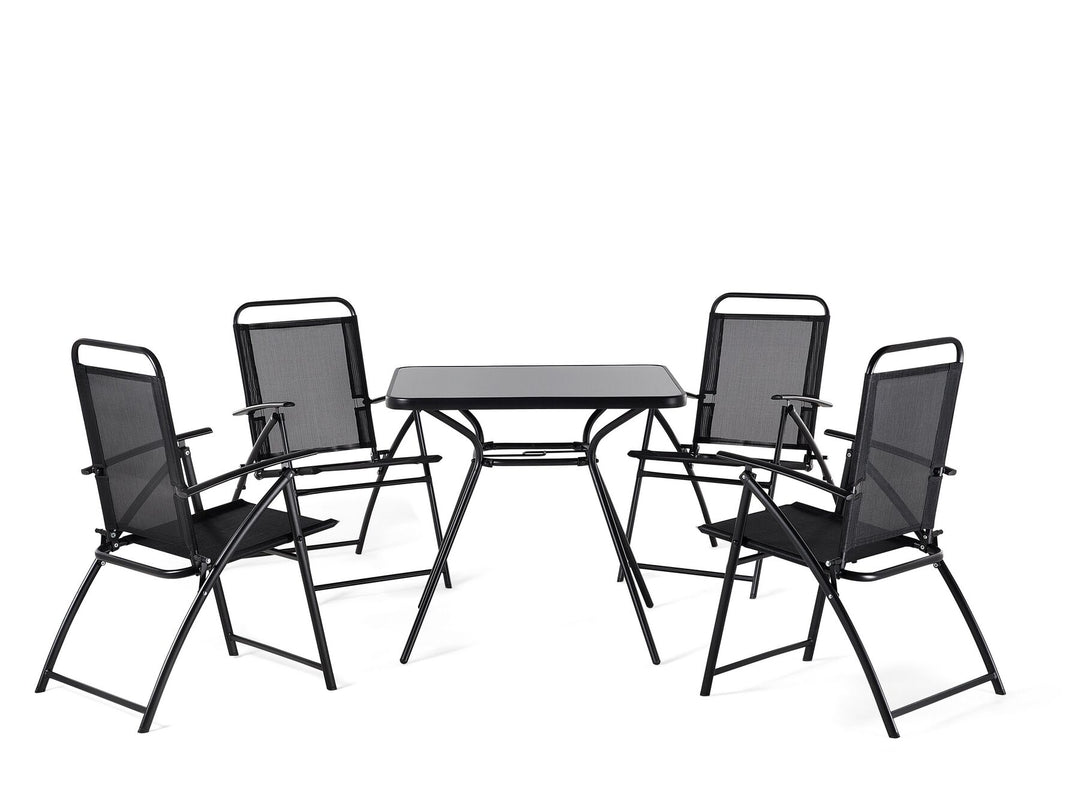 4 Seater Metal Garden Dining Set Black Jeneva