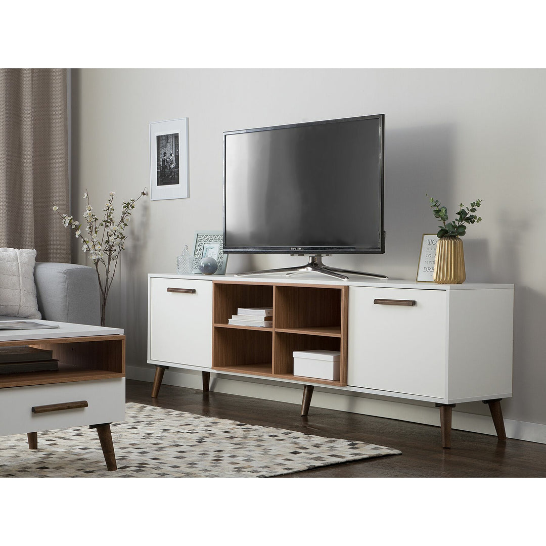 TV Stand White with Dark Wood ALLOA