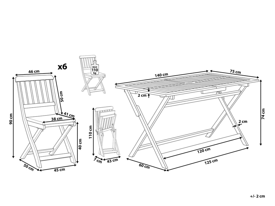 6 Seater Acacia Wood Garden Dining Set Cento