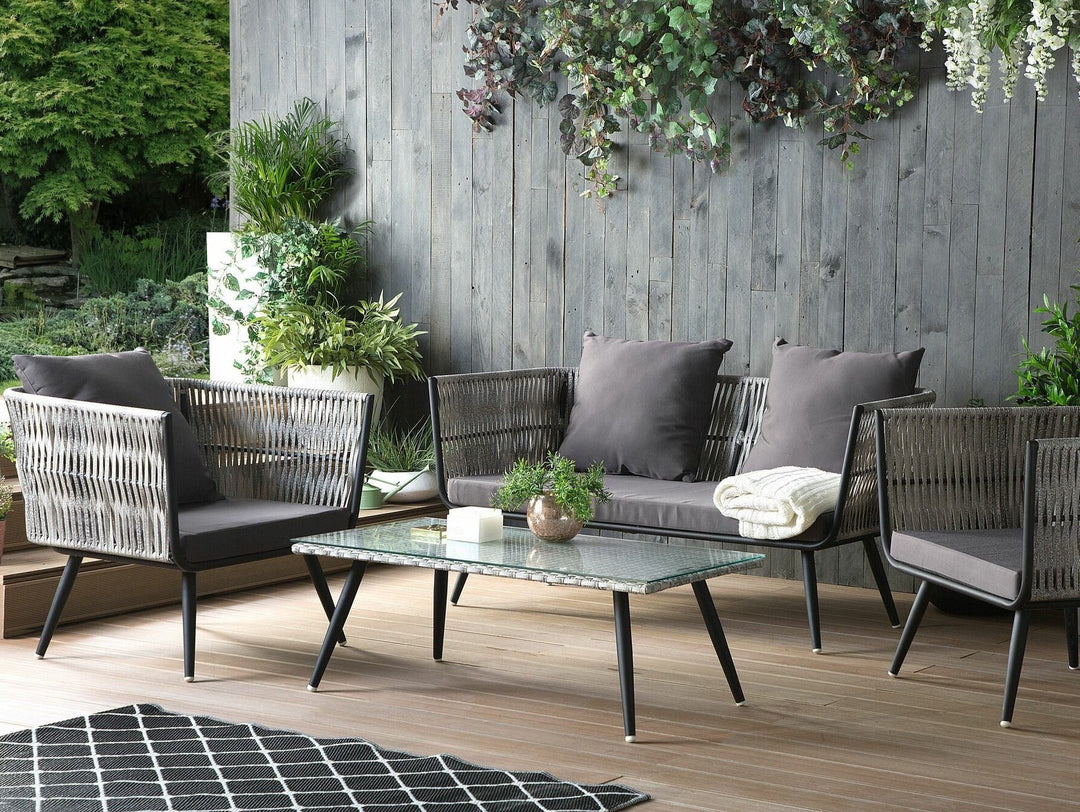 4 Seater PE Rattan Garden Sofa Set Grey Ragusa