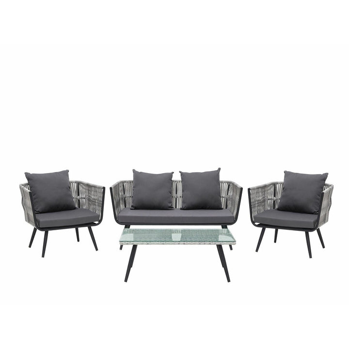 4 Seater PE Rattan Garden Sofa Set Grey Ragusa