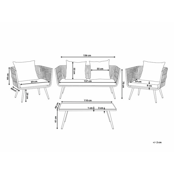 Ragusa 4 Seater PE Rattan Garden Sofa Set Off-White