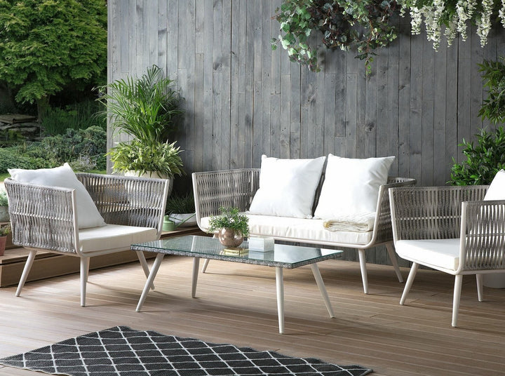 Ragusa 4 Seater PE Rattan Garden Sofa Set Off-White 