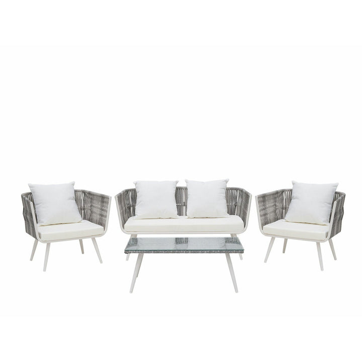 Ragusa 4 Seater PE Rattan Garden Sofa Set Off-White 