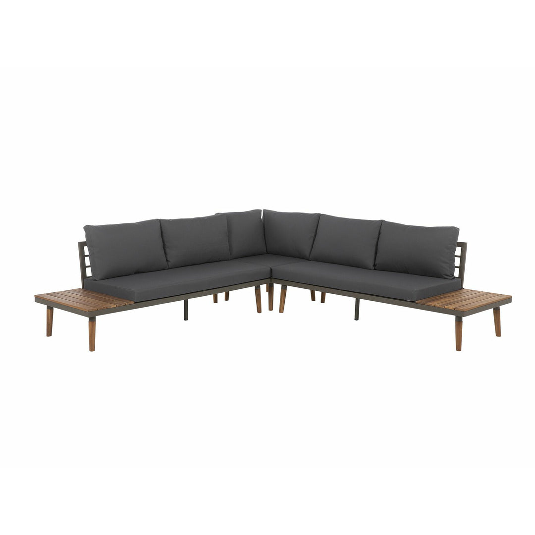 Corato 5 Seater Acacia Wood Garden Corner Sofa Set Grey