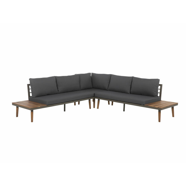 Corato 5 Seater Acacia Wood Garden Corner Sofa Set Grey