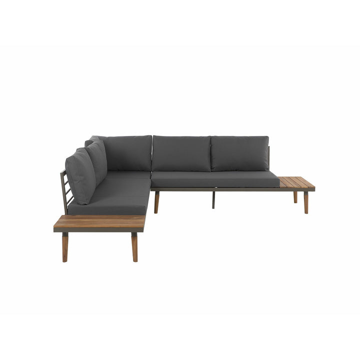 Corato 5 Seater Acacia Wood Garden Corner Sofa Set Grey