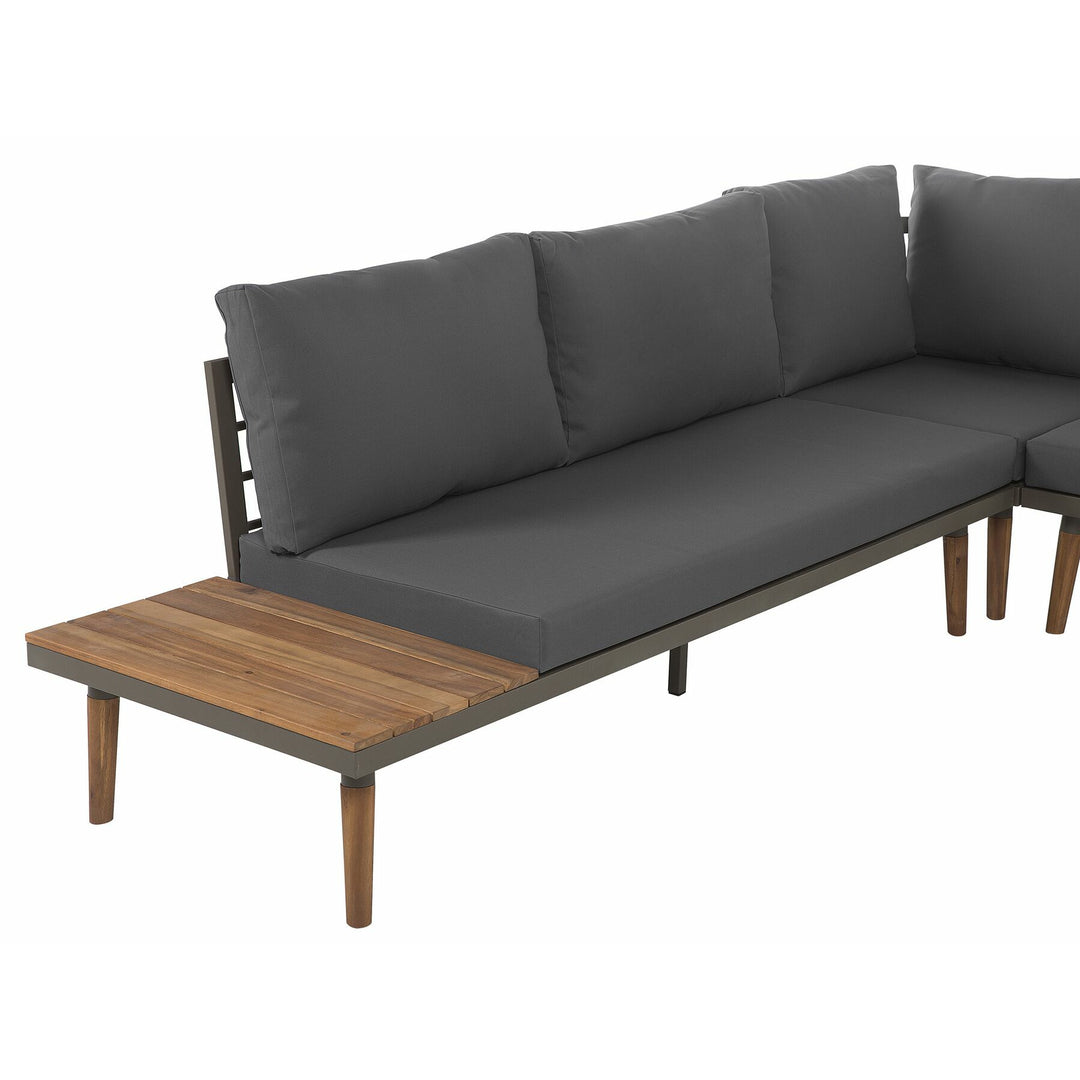 Corato 5 Seater Acacia Wood Garden Corner Sofa Set Grey