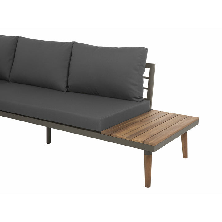 Corato 5 Seater Acacia Wood Garden Corner Sofa Set Grey
