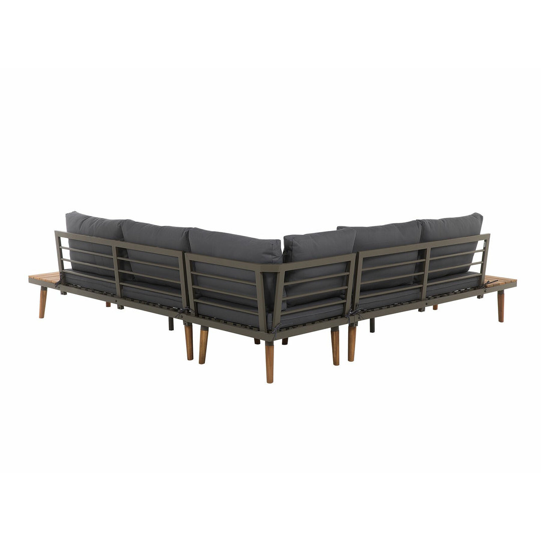 Corato 5 Seater Acacia Wood Garden Corner Sofa Set Grey