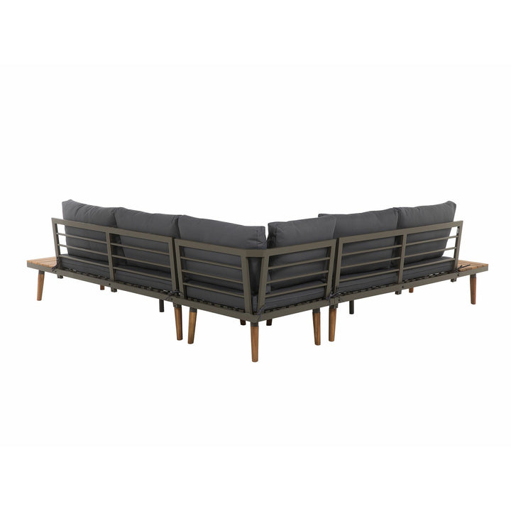 Corato 5 Seater Acacia Wood Garden Corner Sofa Set Grey