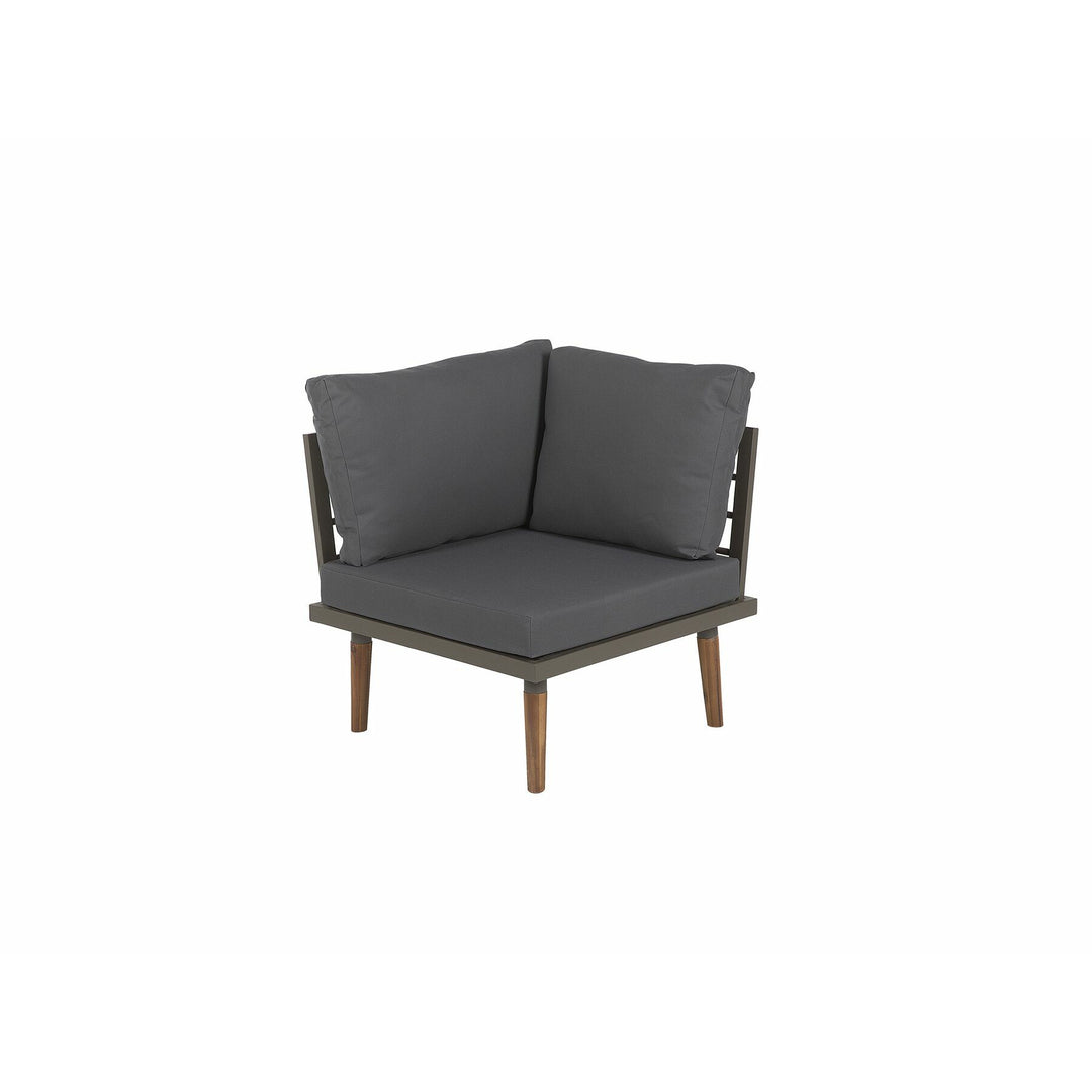 Corato 5 Seater Acacia Wood Garden Corner Sofa Set Grey