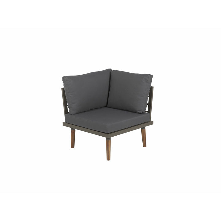 Corato 5 Seater Acacia Wood Garden Corner Sofa Set Grey