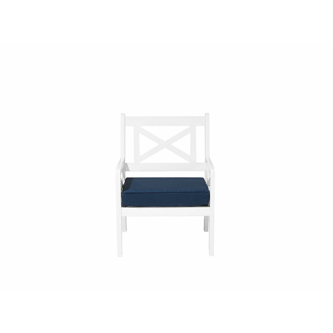 Garden Chair White with Blue Cushion Baltic
