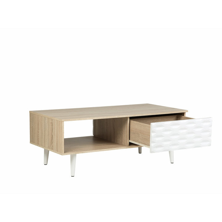 Meco Coffee Table White and Light Wood
