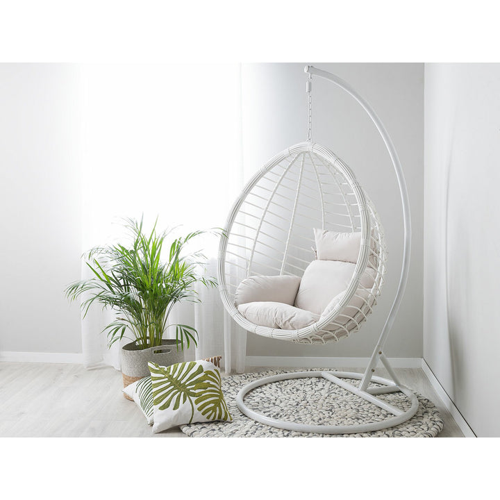 Scales Porch Rattan Hanging Chair with Stand White