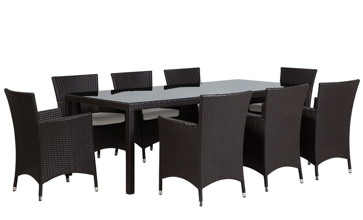 8 Seater PE Rattan Garden Dining Set Dark Brown Italy