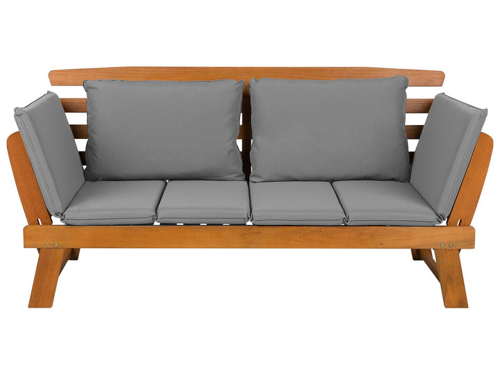 Eucalyptus Wood Garden Bench 210 cm with Grey Cushions Portici