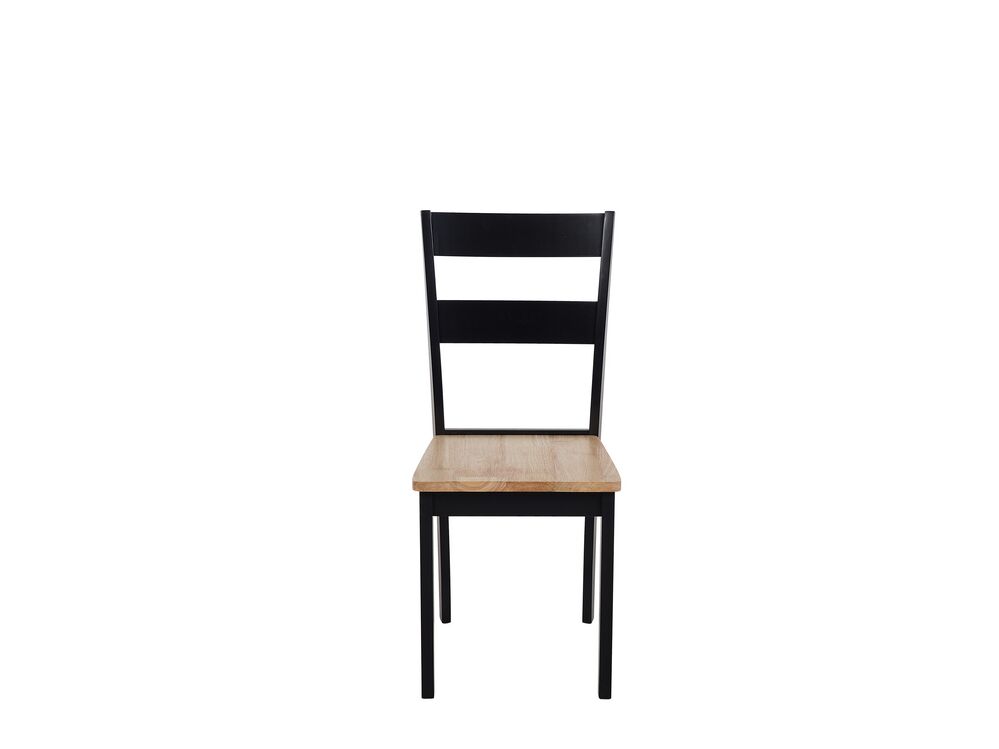 Set of 2 Dining Chairs Black and Light Wood Loria