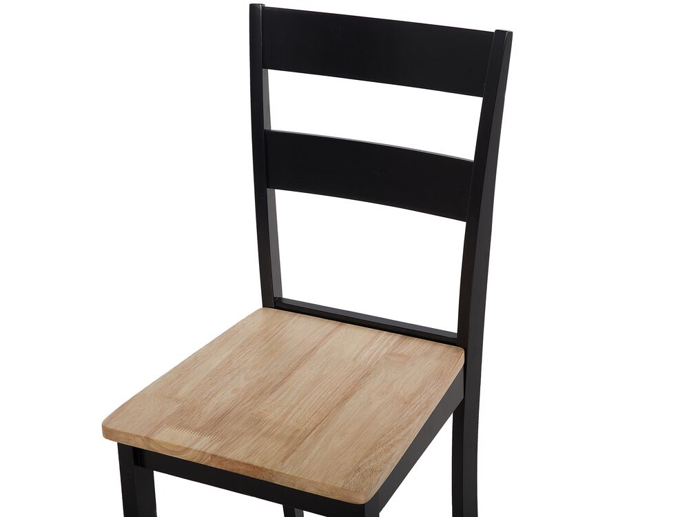 Set of 2 Dining Chairs Black and Light Wood Loria