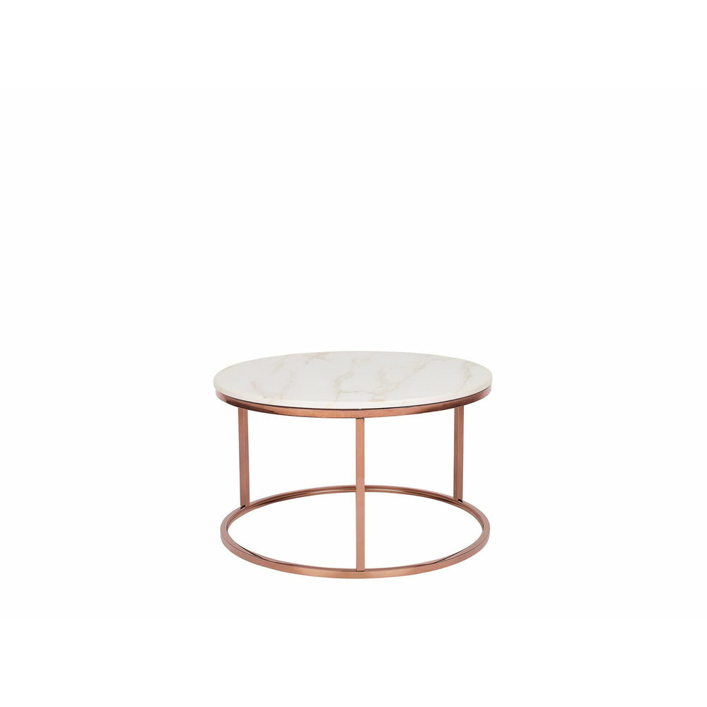 Marble Effect Coffee Table Beige with Copper CORAL
