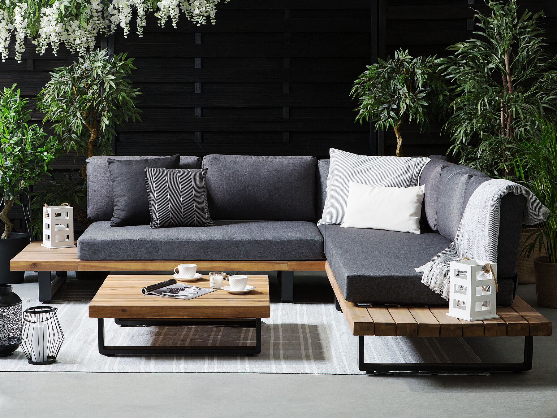Mamie outdoor acacia wood 5 piece sofa 2025 set