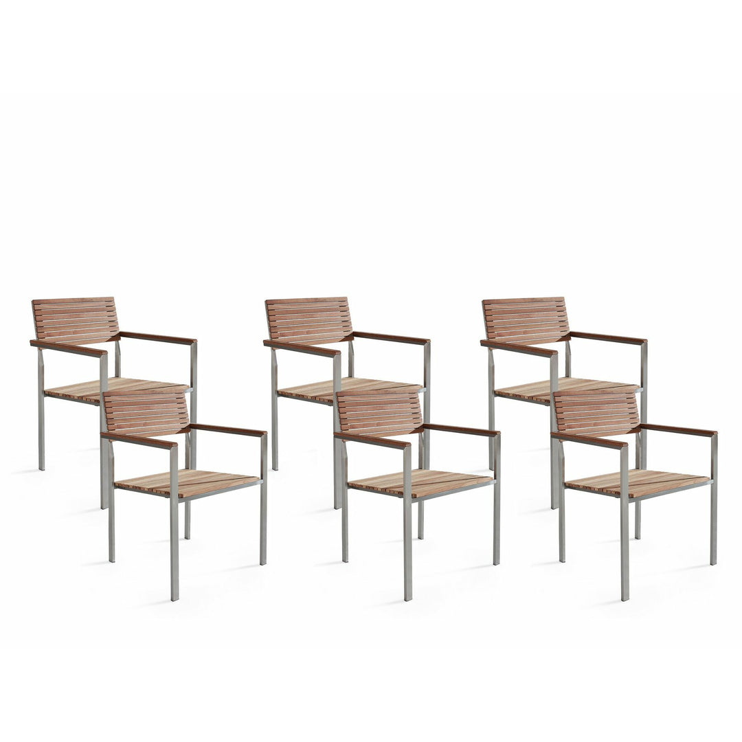 Bridgette Patio Set of 6 Teak Wood Garden Chairs