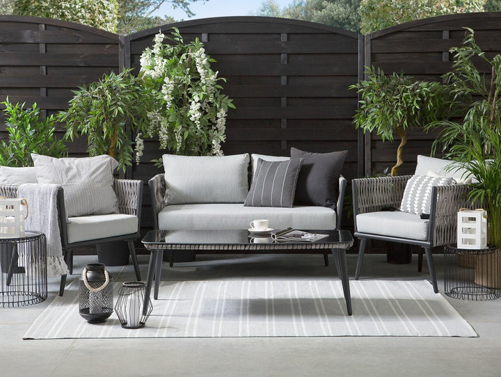 Preveza 4 Seater PE Rattan Garden Sofa Set Grey