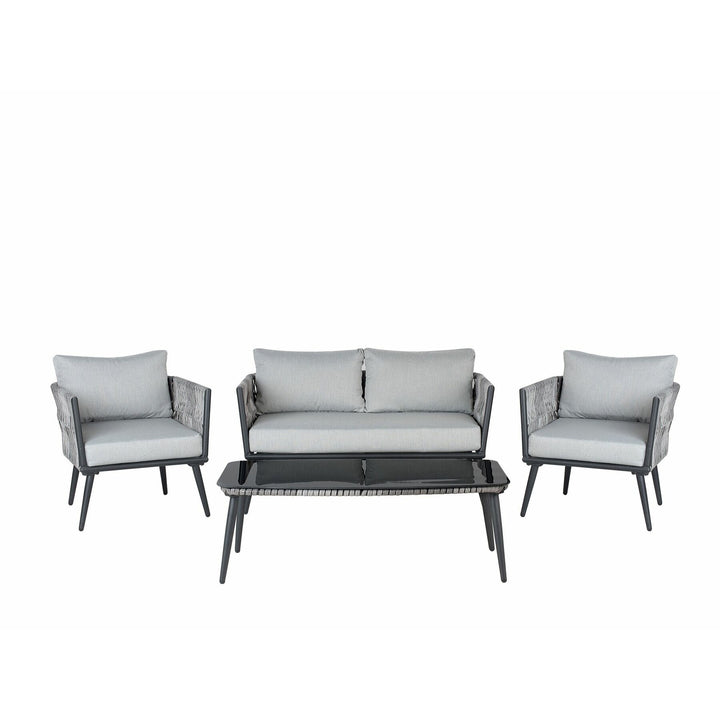 Preveza 4 Seater PE Rattan Garden Sofa Set Grey