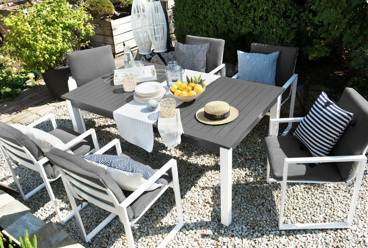 Pancole 6 Seater Metal Garden Dining Set Grey