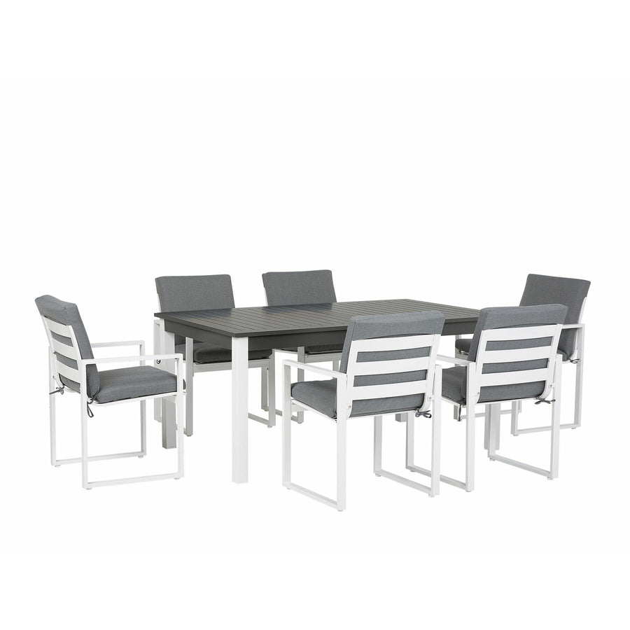 Pancole 6 Seater Metal Garden Dining Set Grey
