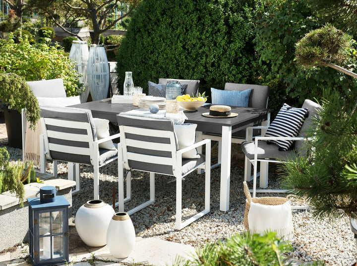Pancole 6 Seater Metal Garden Dining Set Grey