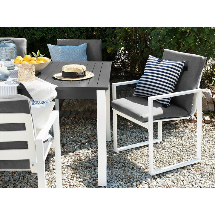 Pancole 6 Seater Metal Garden Dining Set Grey