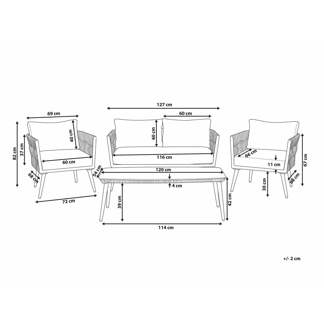 Preveza 4 Seater PE Rattan Garden Sofa Set Grey
