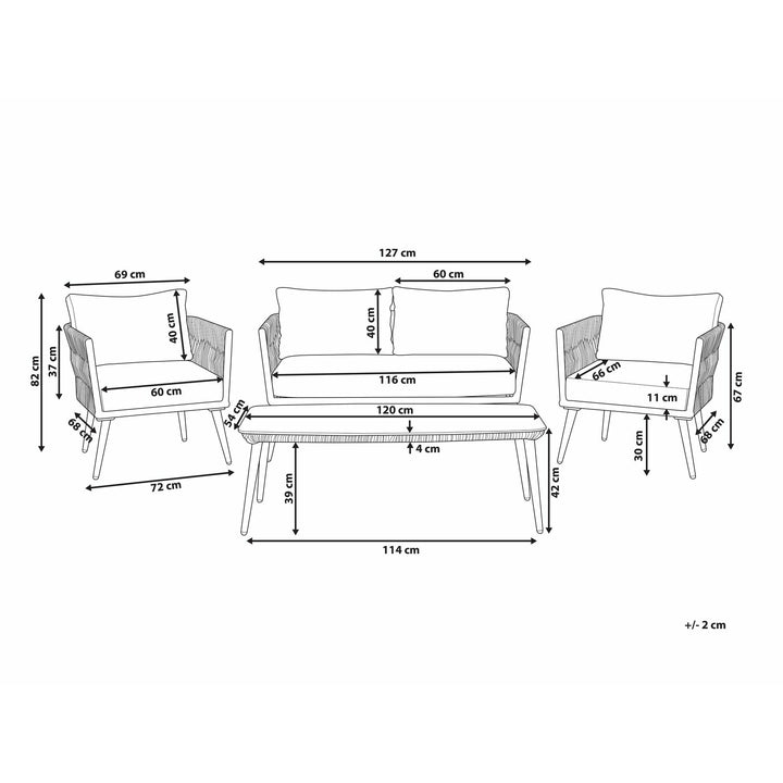 Preveza 4 Seater PE Rattan Garden Sofa Set Grey