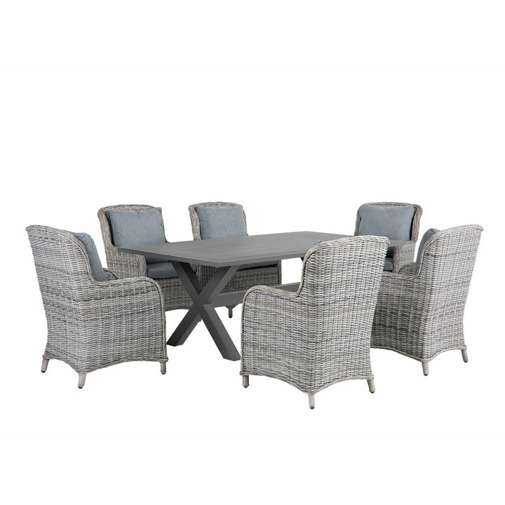 Cascais 6 Seater PE Rattan Garden Dining Set Grey
