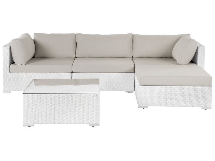 Sano 4  Seater PE Rattan Garden Corner Sofa Set White 