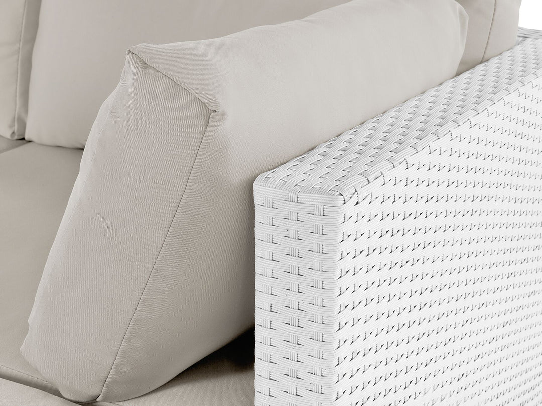 Sano 4  Seater PE Rattan Garden Corner Sofa Set White