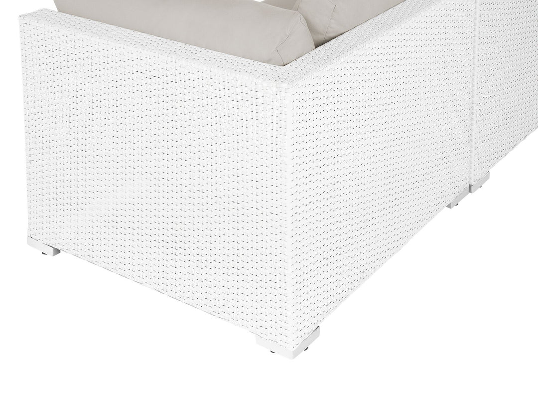 Sano 4  Seater PE Rattan Garden Corner Sofa Set White