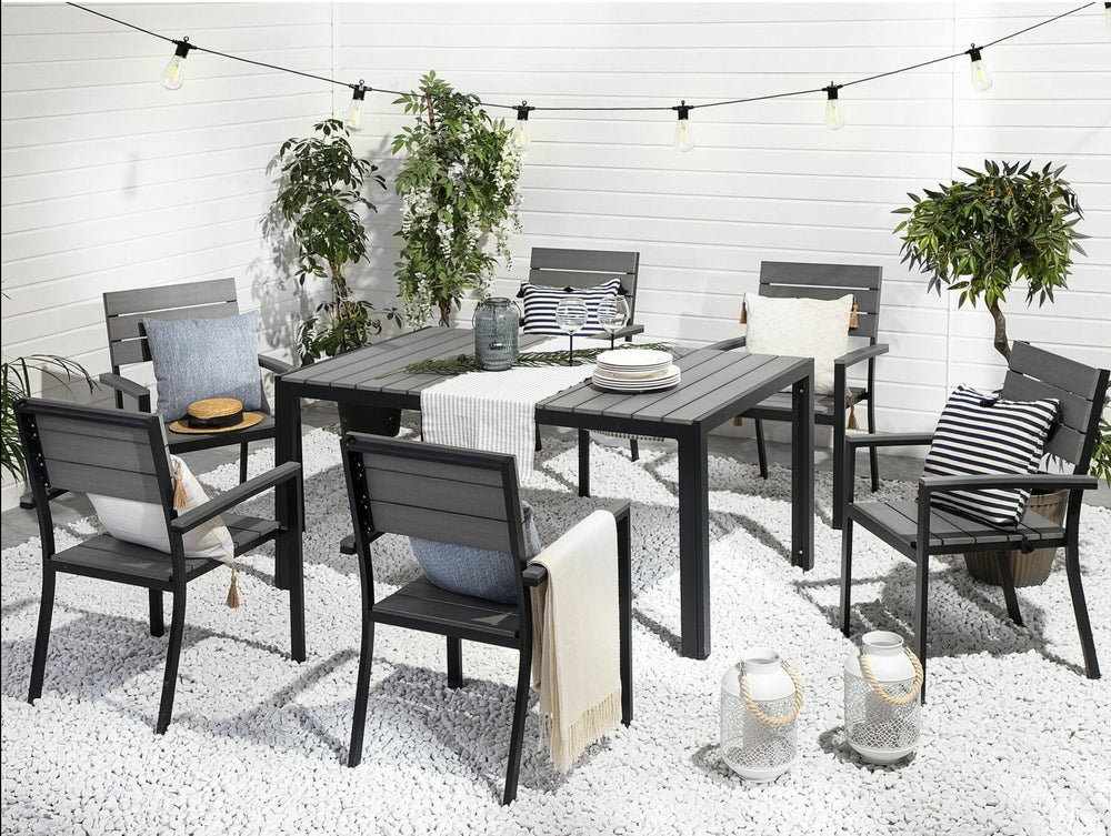 Como 6 Seater Metal Garden Dining Set Grey