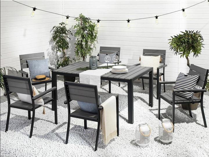 Como 6 Seater Metal Garden Dining Set Grey