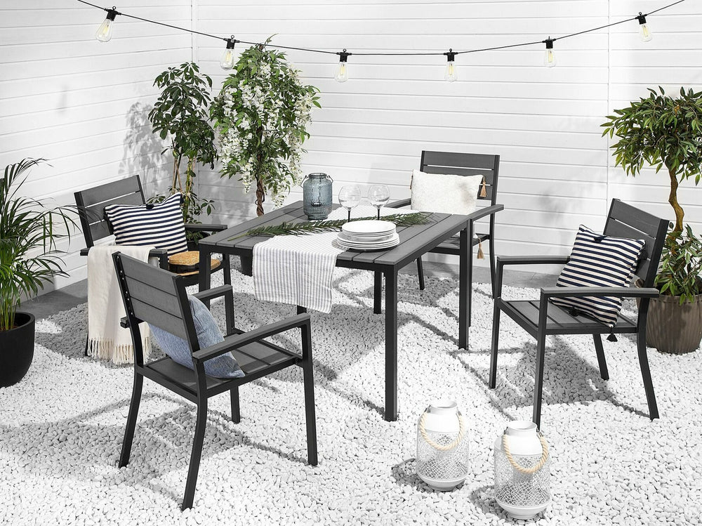 Prato 4 Seater Garden Dining Set Grey 