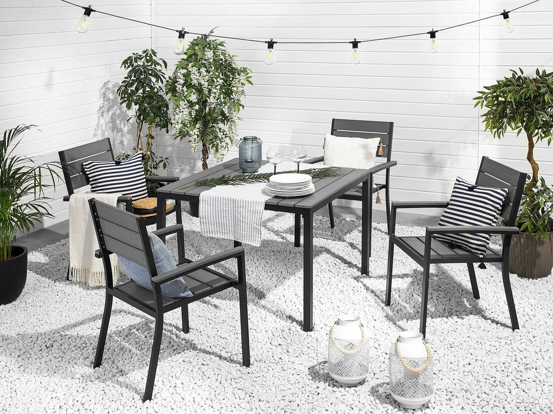 4 Seater Garden Dining Set Grey Prato