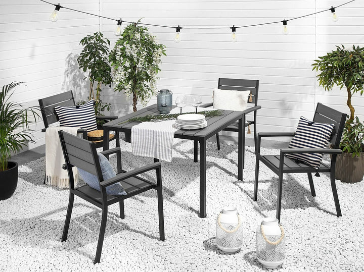 Prato 4 Seater Garden Dining Set Grey 