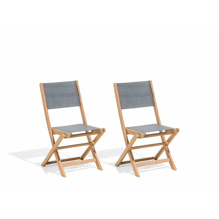 Set of 2 Acacia Garden Folding Chairs Grey Cesana