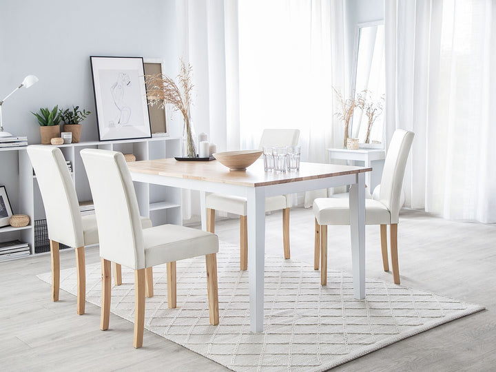 Wooden Dining Table 114 x 68 cm Light Wood and White GEORGIA