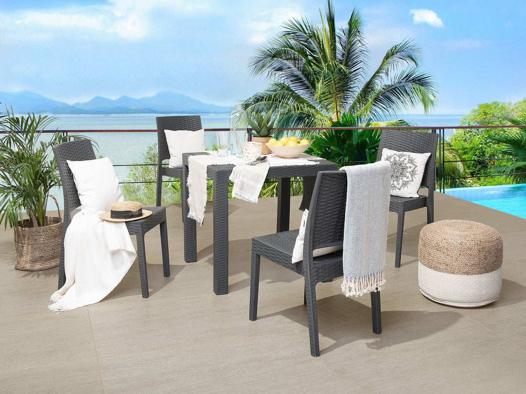 4 Seater Garden Dining Set Grey Castelli